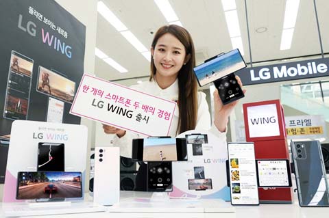 LG전자가 전략 스마트폰 LG 윙LG WING을 한국6일과 미국15일 시장에 출시한다